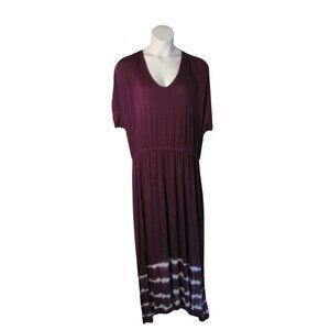 Lane Bryant 22/24 3X Purple White Tie Dye Knit Maxi Dress POCKETS